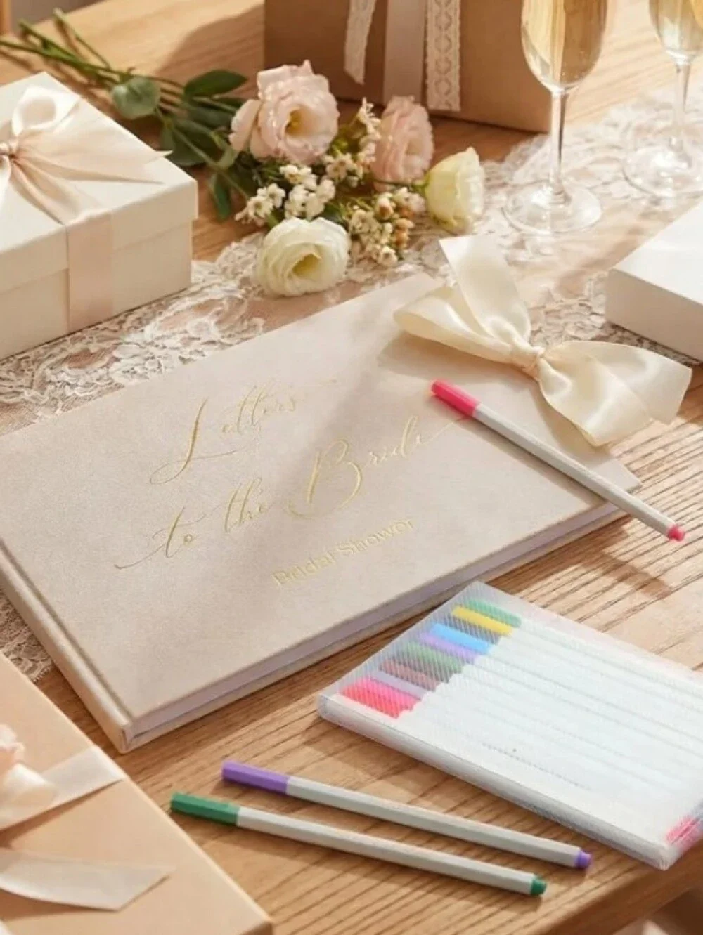 Bridal Shower 'Letters to the Bride' Guest Keepsake Book - Blush Pink